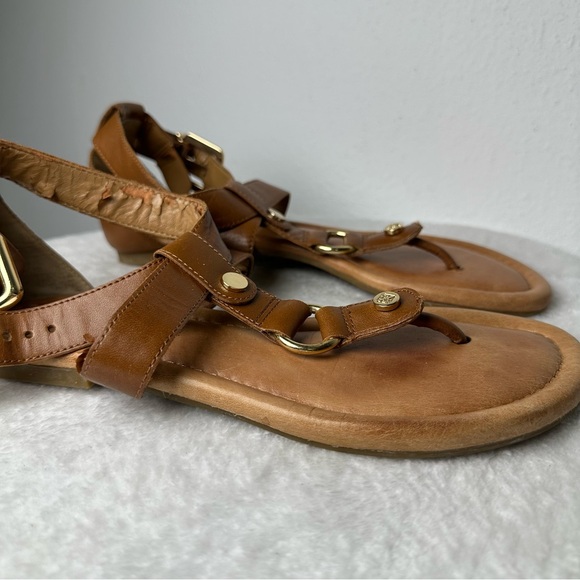 ANTONIO MELANI Tan Leather Buckle Sandals - Picture 5 of 12